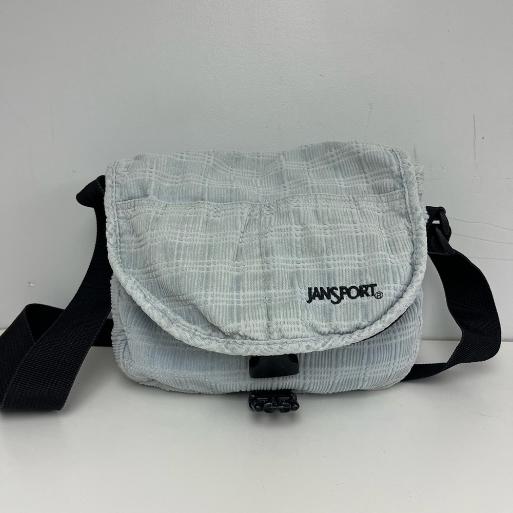 Y2K Light Blue Textured Cotton JANSPORT Crossbody